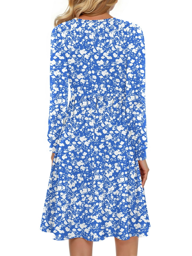 Fantaslook Long Sleeve Dresses for Women V Neck Casual Fall Dress Button Floral Midi Dresses with Pockets Fantaslook Long Sleeve Dresses for Women V Neck Casual Fall Dress Button Floral Midi Dresses with Pockets