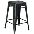 thumbnail image 3 of Flash Furniture Commercial Grade 24" High Backless Distressed Black Metal Indoor-Outdoor Counter Height Stool, 3 of 10
