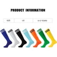 thumbnail image 3 of JIANFANG 5 Pairs Kids Soccer Socks Youth Knee High Striped Tube Football Baseball Socks for Boys Girls 6-12 Years Old, 3 of 7