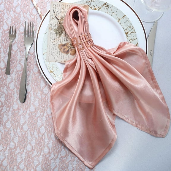 BalsaCircle 100 Pieces 20" Dusty Rose Satin Dinner Napkins Wedding Party