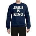 thumbnail image 2 of Jesus Is King Bible Scripture | Mens Christian Crewneck Graphic Sweatshirt, Vintage Heather Navy, 3XL, 2 of 3