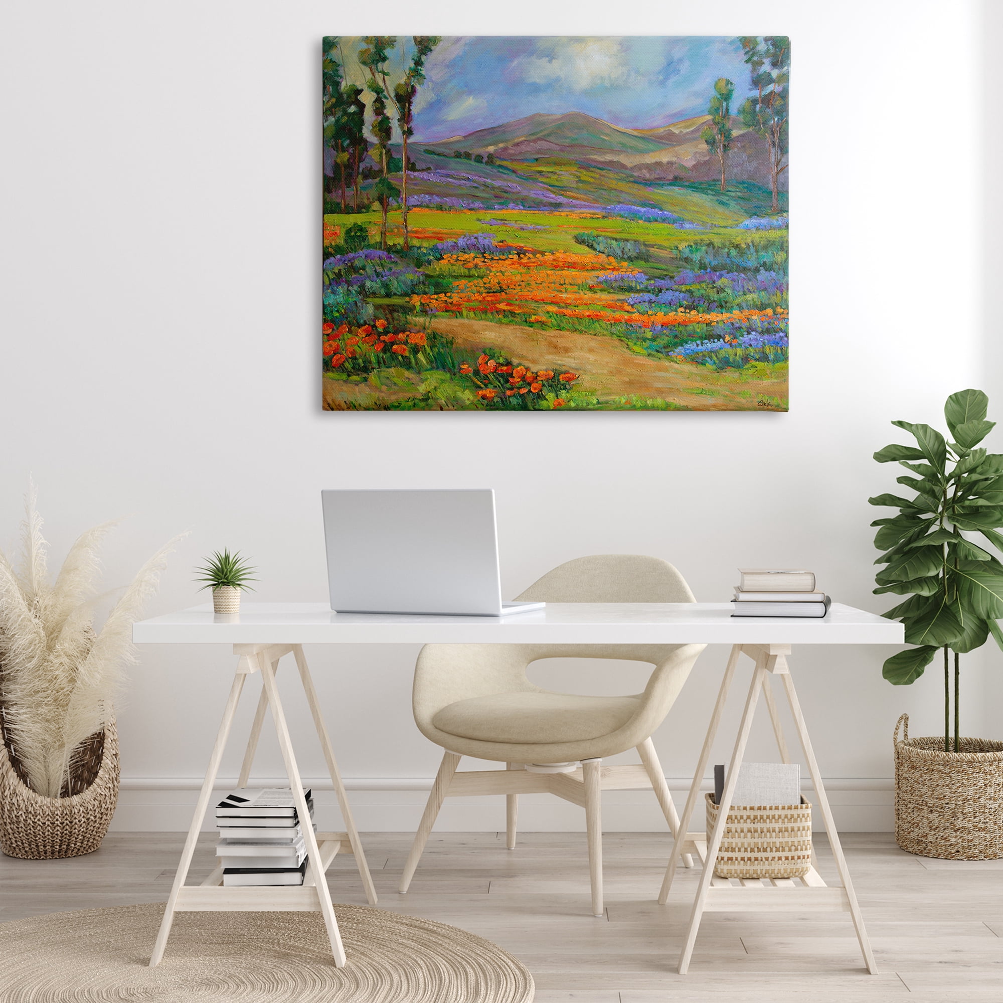 Stupell Industries Bountiful Meadow Landscape Landscape & Nature Painting Wrapped Canvas Art Print Wall Art, 48 x 36