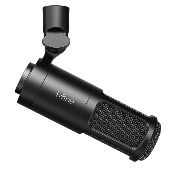 Fifine Microphone XLR, Microphone Dynamique pour Podcast pour Enregistrement Vocal Chant Voix-Off, Micro de Studio en Métal avec Motif Cardioïde