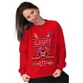thumbnail image 4 of Ugly Christmas Pattern Light it Up Unisex Plus Fleece Graphic Sweatshirt Brisco Brands 5X, 4 of 5