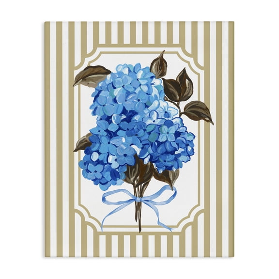 Blue Hydrangea Blossom Bow Canvas Wall Art, design by Adonna Ebrahimi