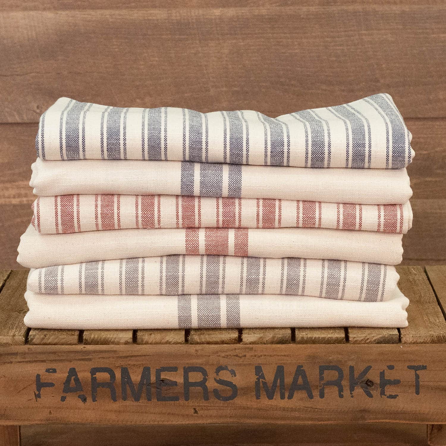 Piper Classics Market Place Red Grain Sack Stripe Bulk Yardage,Three Yards, 108" x 110" Wide