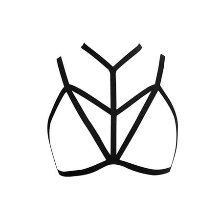 

Lingerie For Women Naughty Play Hollow Out Elastic Cage Bra Bandage Strappy Halter Bra Bustier Top Black Bodysuit Women