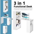 thumbnail image 4 of Computer Desk with Bookcase, 48” Modern Writing Table Desk with Storage Shelves and CPU Stand, Reversible Study Workstation for Home Office Bedroom (White), 4 of 18