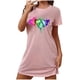 thumbnail image 2 of Camisón corto de talla grande para mujer, camisón de manga corta con estampado de pecho a la moda, camisón para mujer, 2 of 5
