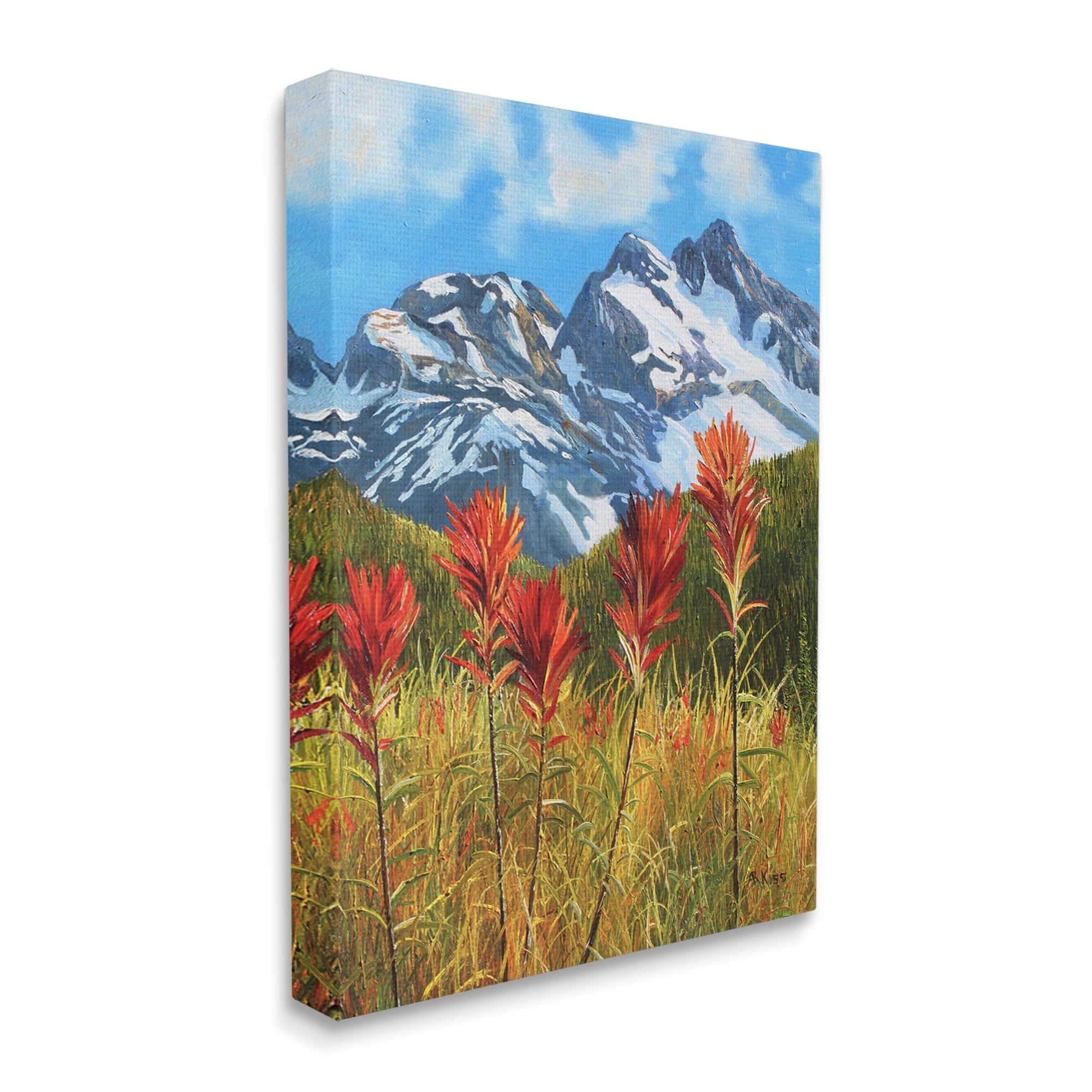Stupell Industries Alpine Mountain Valley Nature Painting Gallery Wrapped Canvas Print Wall Art, 36 x 48