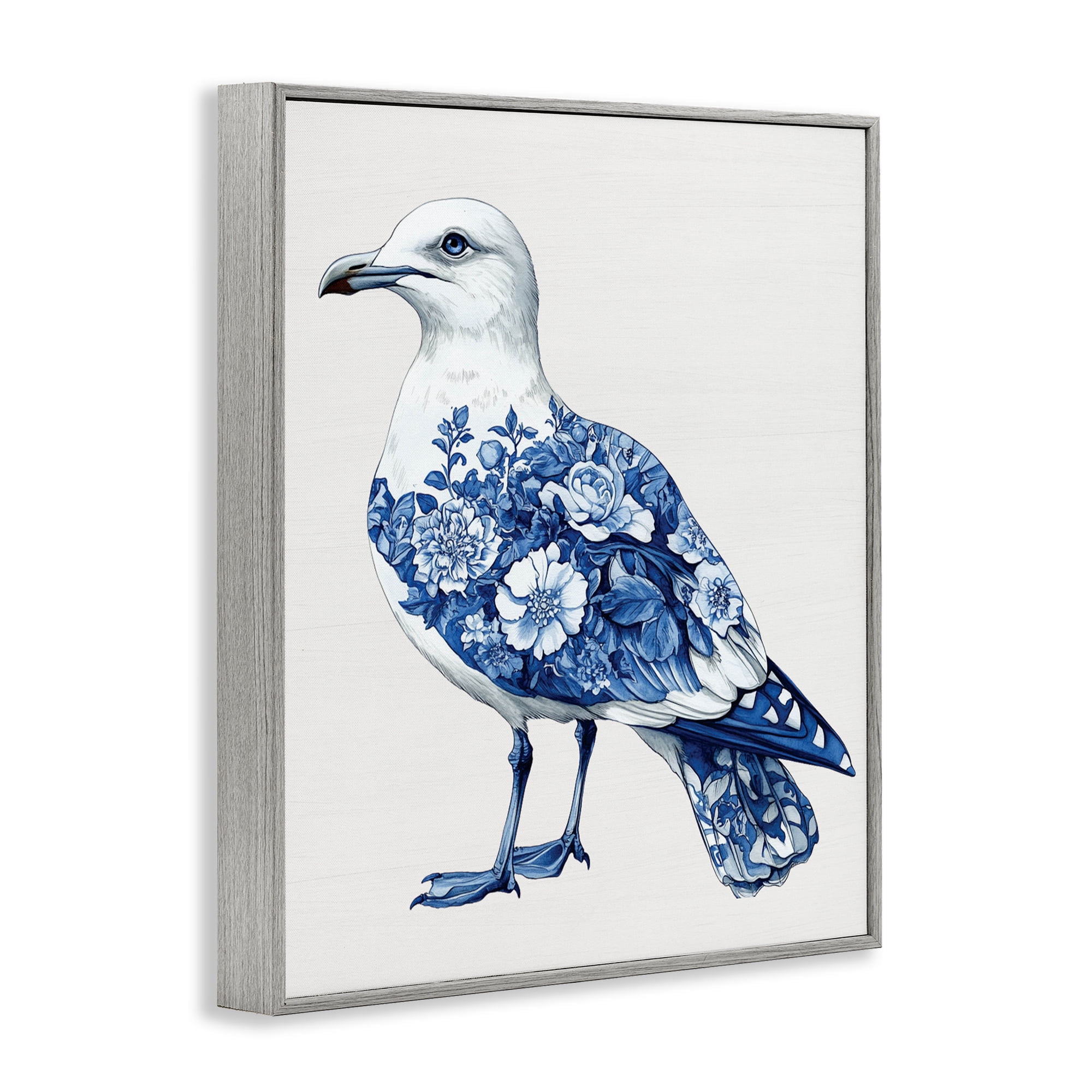 Funky Toile Seagull Gray Framed Giclee Art, design by Lettered and Lined