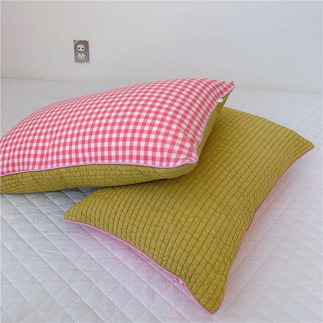 Nvzi 1 funda de almohada acolchada con estampado verde, funda de almohada colorida, ilumina el paisaje de tu dormitorio 18,9 x 29,13 pulgadas (amarillo)