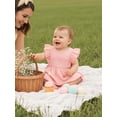 thumbnail image 6 of BemeyourBBs Newborn Baby Girl Summer Clothes Cotton Linen Romper Dress Cute Bow Embroidered Ruffled Trim Crew Neck Flying Sleeve A Line Dress, 6 of 9