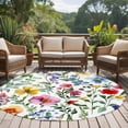 thumbnail image 5 of Spring Floral Round Area&nbsp;Rug 6ft Gradient Pink Blue Yellow Flowers Romantic Farmhouse Non-Slip&nbsp;Washable Circle Rugs Soft Felt Indoor Floor Mat for Bedroom Kitchen Living Room Bathroom, 5 of 9