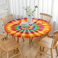 thumbnail image 3 of Colorful Tie Dye Spiral Mandala Round Fitted Tablecloth with Elastic Edge,Dining Table Cover Waterproof,Outdoor Round Tablecloth for Camping,Dining,Indoor and Outdoor, 3 of 7