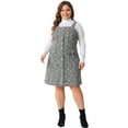 thumbnail image 3 of DARING DIVA Plus Size High Waist Tweed Single Breasted Overall Dress 1X Black, 3 of 6