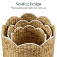 thumbnail image 6 of Best Choice Products Scalloped 3PC Water Hyacinth Nesting Baskets - Natural w/ White Trim, 6 of 9