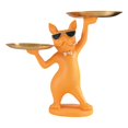thumbnail image 1 of Bandeja con estatua de bulldog a la moda para decoración del hogar, soporte para aperitivos, decoración de mesa naranja, 1 of 7