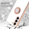 thumbnail image 4 of for Samsung Galaxy S23 Plus Case with 360° Rotation Magnetic Ring Kickstand Holder,Shiny Plating Gold Edge Soft Slim Shockproof +Screen Protector Protective Cover for Women Girls(White), 4 of 13