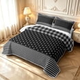 thumbnail image 3 of Manfei Geometric Check Quilt Full,Minimalism Polka Dot Full Bedspread Sets,Gray Black,3 Pieces,1 Coverlet and 2 Pillowcases, 3 of 7