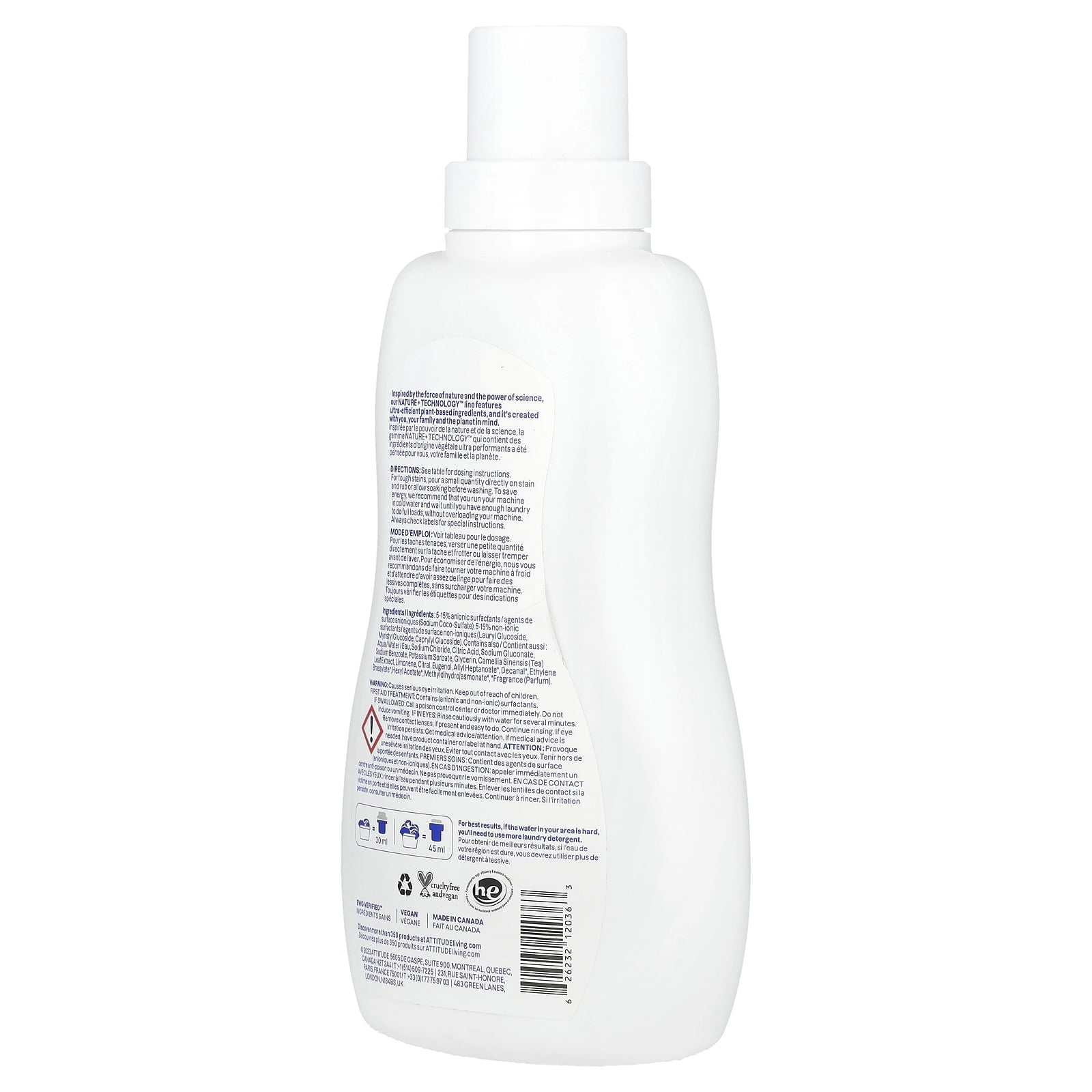 ATTITUDE Laundry Detergent, Pink Grapefruit, 35.2 fl oz (1.04 l)
