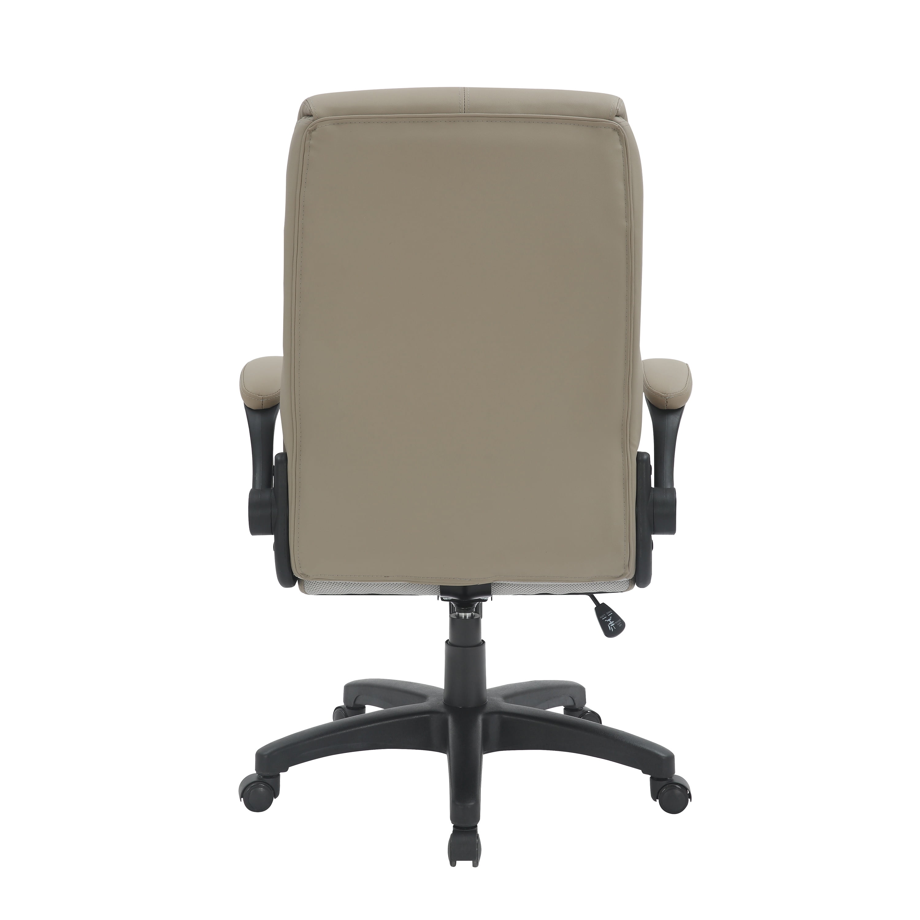 Ergonomic Faux Leather Office Chair, High Back Padded Executive Desk Chair with Flip-Up Armrests, Adjustable Height, Tilt Control, and Smooth-Rolling Wheels for Home and Office Desk, Taupe