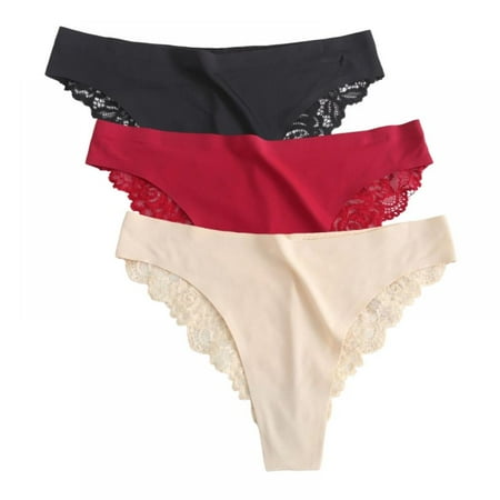 

Xmarks Women s Underwear - 3 Packs Microfiber Lace Tanga Panties - S-3XL