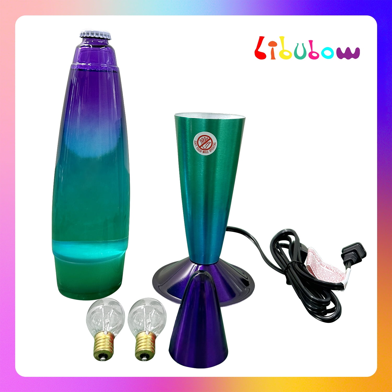 Libubow 16 inches Rainbow Motion Lava Lamp, Clear Liquid