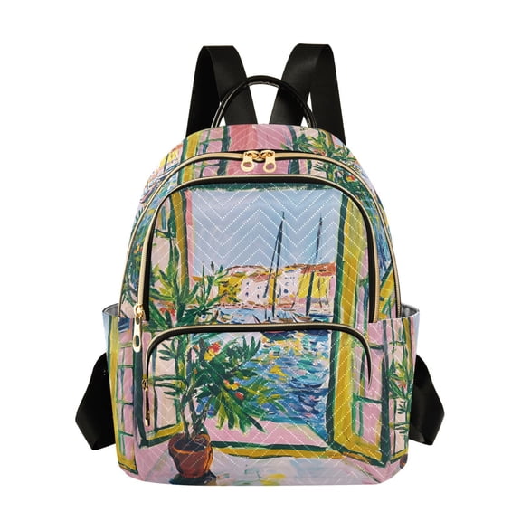 FORMRS Mini Backpack Purse for Women Travel Daypack Casual Shoulder Bag, Yellow Window