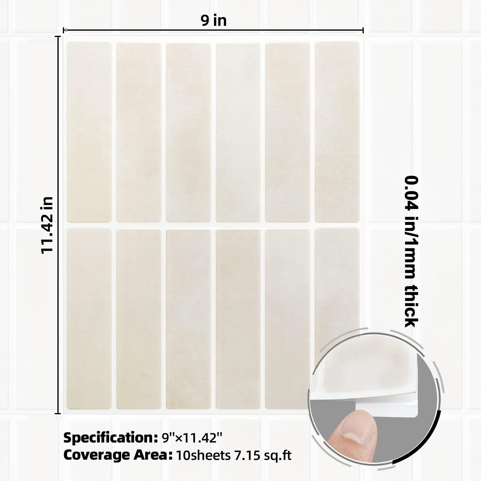 Peel And Stick Backsplash 10-sheets Of 11.42'' X 9'' Self-adhesive 3d Wall Tile For Kitchen  Bathroom