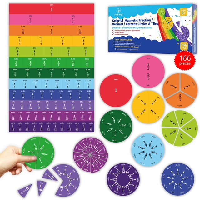 Baldosas magnéticas de fracciones y círculos Simply Magic, 166 piezas