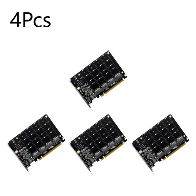4 Port M.2 NVME SSD To PCIE X16 Adapter Converter Card Support 2230/2242/2260/2280 Host Controller Expansion Card LED Indicator 4 Pcs