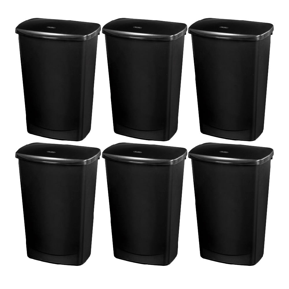 Sterilite 1091 Lift Top Wastebasket Garbage Trash Can Hidden Hinges 11.