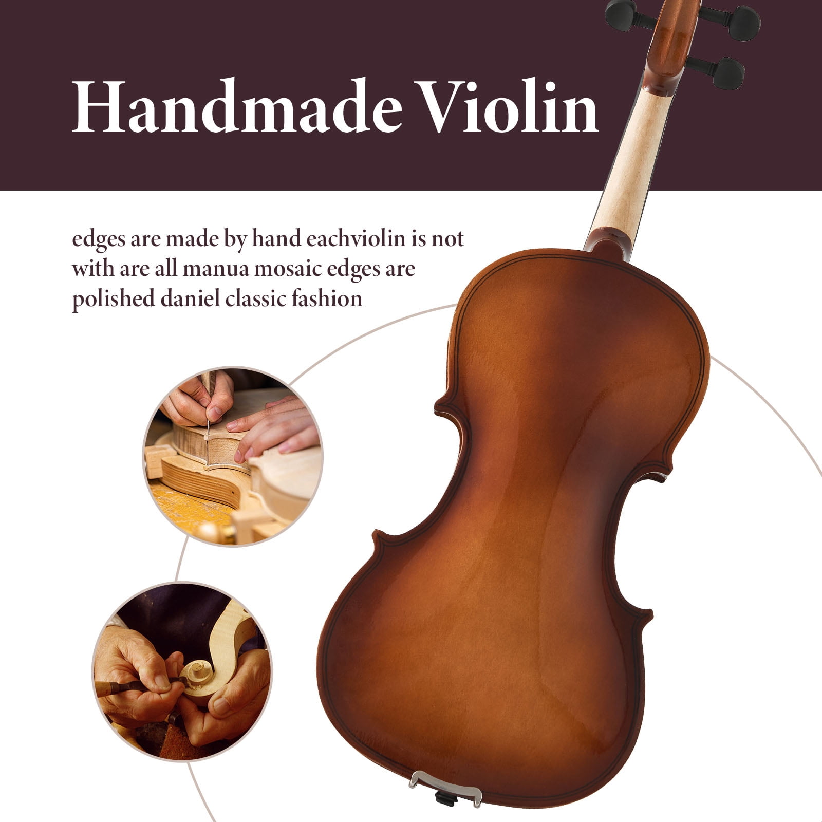 CQSXDA Lightweight 4/4 Full Size Violin Set -  with Stable Sound Complete Accessories Gift for Musicians