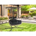 thumbnail image 5 of FKS LIFE Wicker Egg Hanging Chair with Stand, Yellow/Black Cushion Egg Chair Swing Hanging Outdoor Wicker Hammock Chairs, 5 of 6