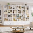 thumbnail image 2 of Hiphuta Triple Row 4-Tier Bookcase with 12 Cubes, 69" Tall Large Bookcase with 3 Drawers, for Office Living Room, White, 2 of 7