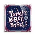thumbnail image 1 of Totally Agree Myself Blue Red Scroll Dot 24 x 24 Glass Wall Hanging Sign, 1 of 4