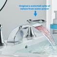 thumbnail image 3 of LED Bathroom Faucets for Sink 3 Hole Bathroom Sink Faucet 2 Handle Bathroom Sink Faucets Waterfall Widespread Faucet with 2 Handle Chrome Bath Taps, 3 of 8