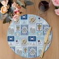 thumbnail image 3 of Summer Ocean Round 13 Inch Placemats Set of 6, Blue Coastal Fish Food Wine Crab Sailboat HeatResistant Non Slip Place Mats for Dining Table, Wipeable Braided Kitchen Table Mats for Housewarming, 3 of 9
