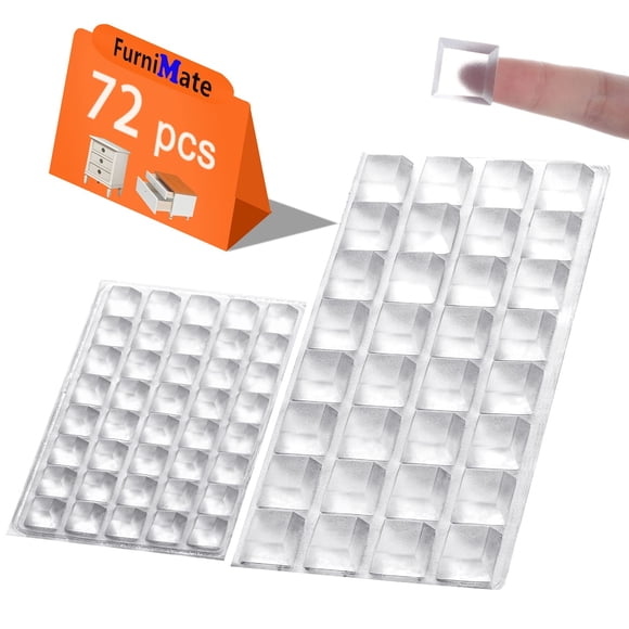 Topes adhesivos transparentes de goma FURNIMATE, 72 piezas