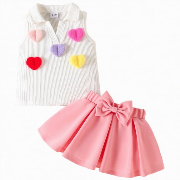 Hessimy Toddler Girl Clothes Baby Girls Summer Outfits Short Sleeve T-Shirt Shorts Set Summer Clothes Set 12M-12T,Toddler Fit(Pink,18-24 Months)