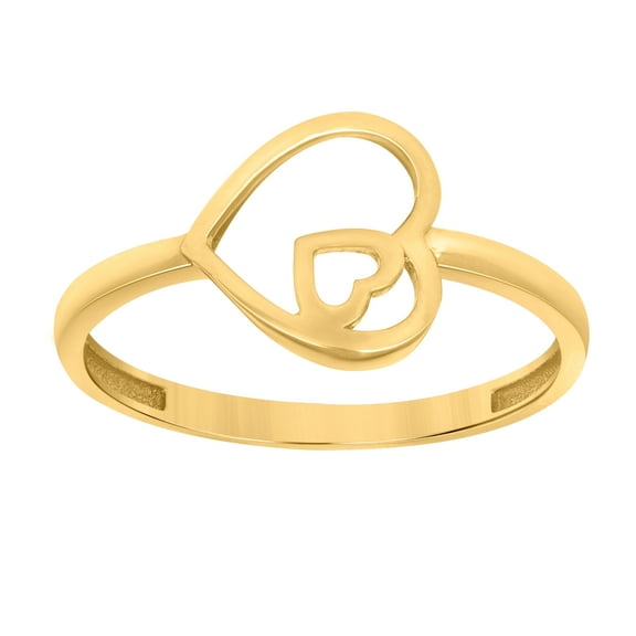 10kt Real Yellow Gold Womens Love Heart Ring