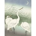 thumbnail image 2 of Koson, Ohara 12x14 Black Ornate Wood Framed with Double Matting Museum Art Print Titled - Herons in shallow water, 2 of 4