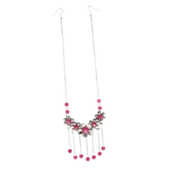 Diadema para la frente de mujer, cadena para el cabello, joyería para la cabeza para fiesta de disfraces de cosplay Rosa caliente