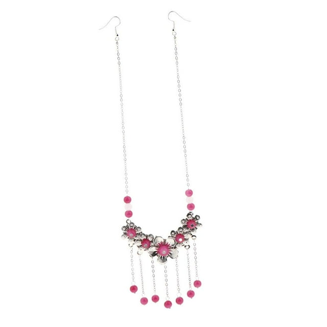 Diadema para la frente de mujer, cadena para el cabello, joyería para la cabeza para fiesta de disfraces de cosplay Rosa caliente