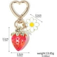 thumbnail image 2 of Cute Strawberry keychain - Daisy Flower Heart Key rings - Bag Charms Purse Accessories Decor for Women Girl Gift, 2 of 6