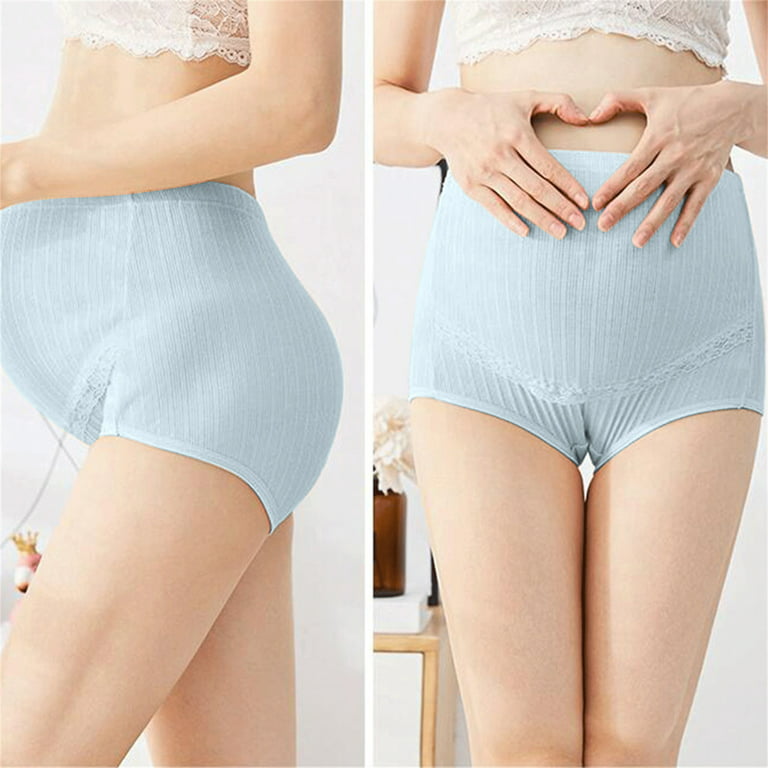 JNGSA High Waisted Womens Underwear Cotton Tummy Control Postpartum  Underwear Full Coverage Soft Panties Briefs for Women Blue 14 Clearance
