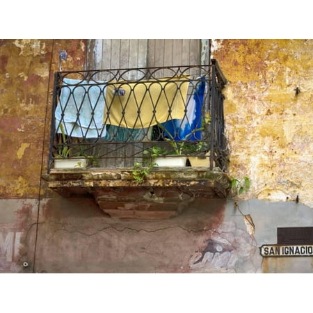 Blackwell Hanging - Clothes Hanging to Dry on Balcony on San Ignacio, Old Havana Print Wall Art By Karl Blackwell