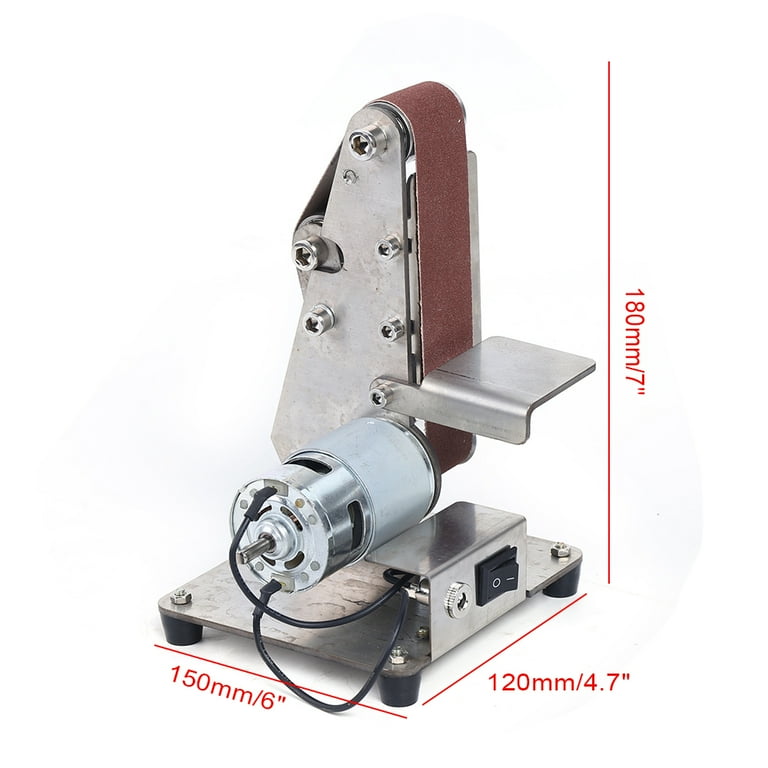 TOOL1SHOoo Mini Belt Sander Electric Belt Grinder Multifunctional DIY Polishing Grinding Machine 775spindle motor 12V 200m min