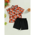 thumbnail image 2 of Wassery Baby Boys 2 Piece Outfits Halloween Clothes Letter Pumpkin Print Short Sleeve Shirt and Elastic Shorts Summer Set, 2 of 8